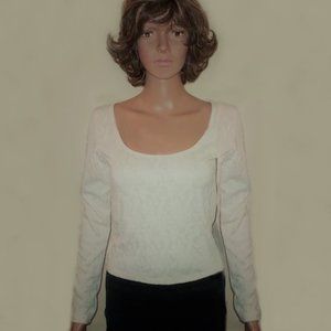 American Eagle Outfitters Ivory Long Sleeve Embroidered Crop Top Size M NWT